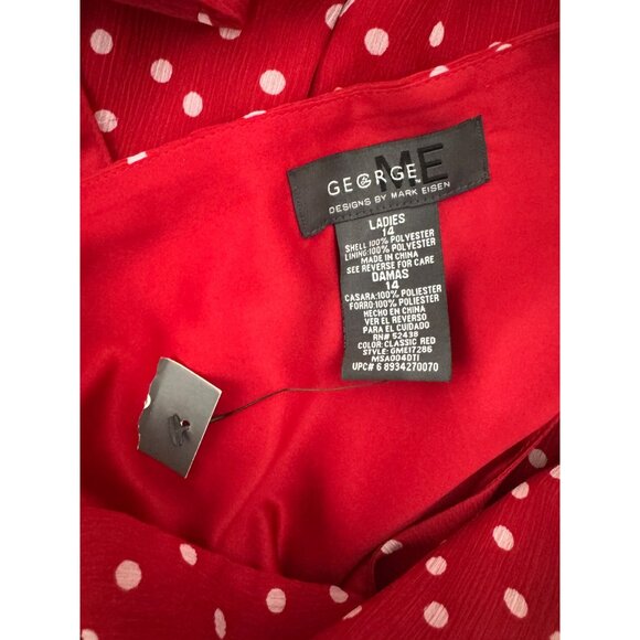 Red White Polka Dot Print Chiffon Midi Dress‎ Size 14 New Summer Party Wedding - Picture 4 of 7